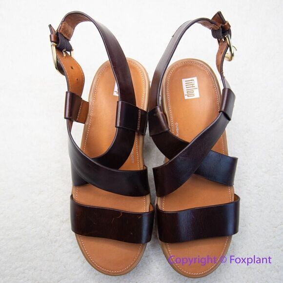 New! FitFlop women's Pilar Back-Strap Leather Clogs in‎ Brown, size 8 - Picture 1 of 16